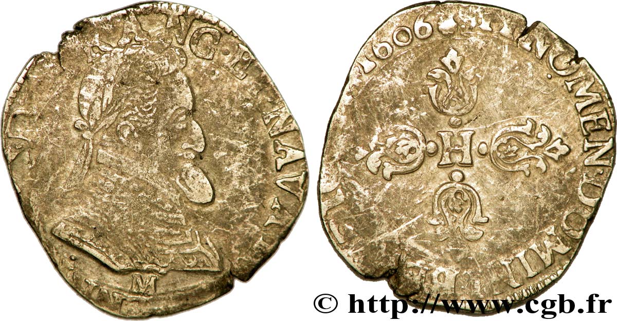 HENRY IV Demi-franc, type de Toulouse 1606 Toulouse fSS