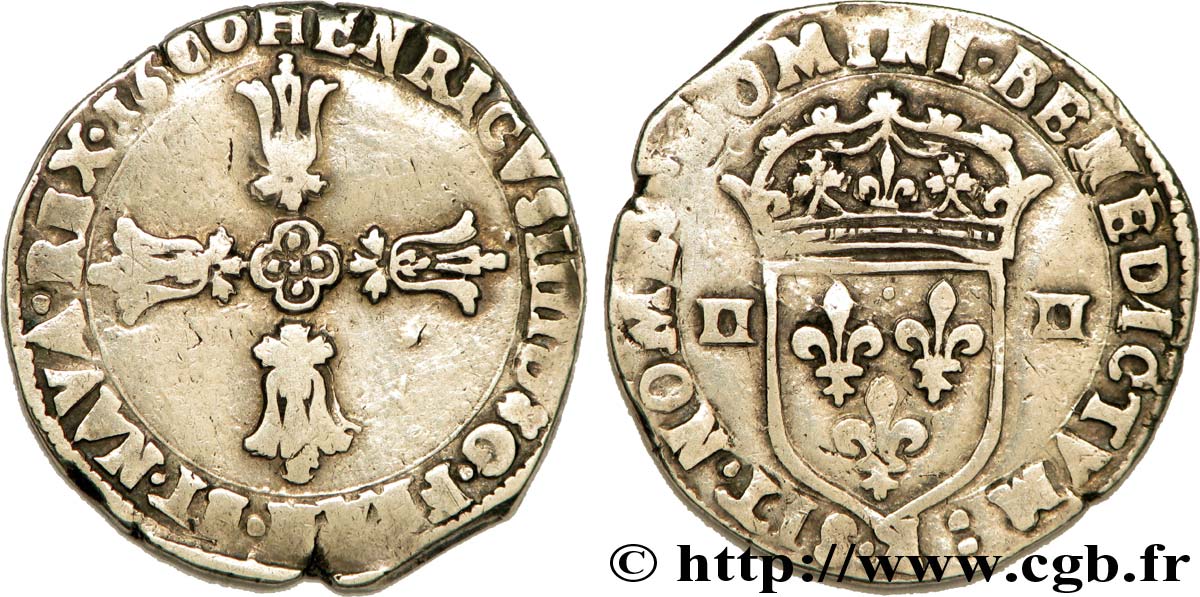HENRY IV Quart d écu, croix feuillue de face 1600 Bordeaux VF