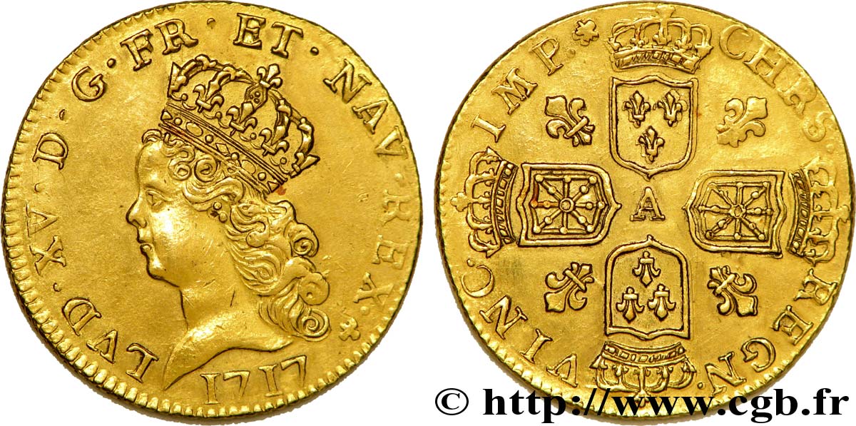 LOUIS XV DIT LE BIEN AIMÉ Louis d’or aux quatre écus couronnés 1717 Paris SUP