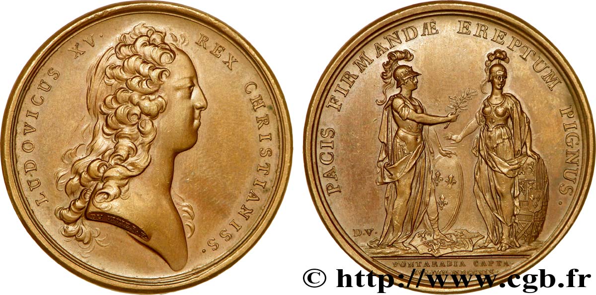 LOUIS XV THE BELOVED Médaille BR 41, la prise de Fontarabie (pays Basque) AU