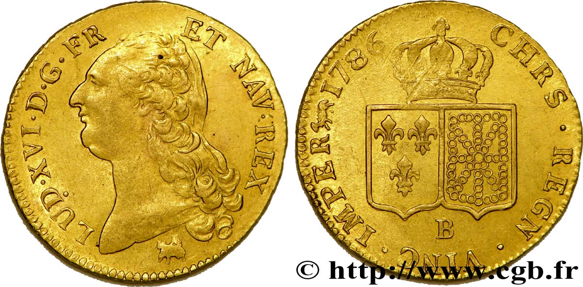 LOUIS XVI Double louis d’or aux écus accolés 1786 Rouen AU