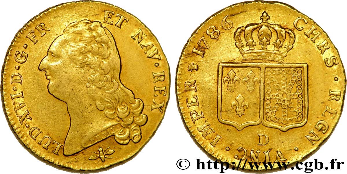 LOUIS XVI Double louis d’or dit  aux écus accolés  1786 Lyon TTB/TTB+