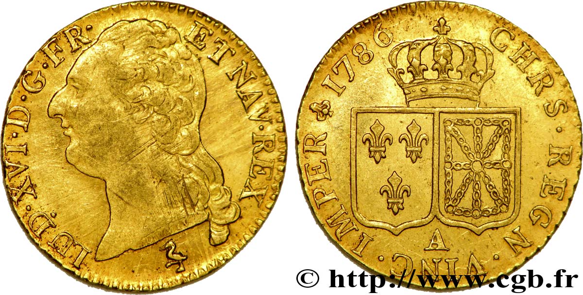 LOUIS XVI Louis d or aux écus accolés 1786 Paris fVZ/VZ