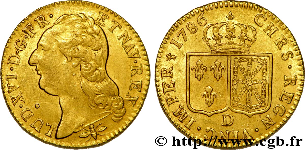 LOUIS XVI Louis d or aux écus accolés 1786 Lyon fVZ/VZ