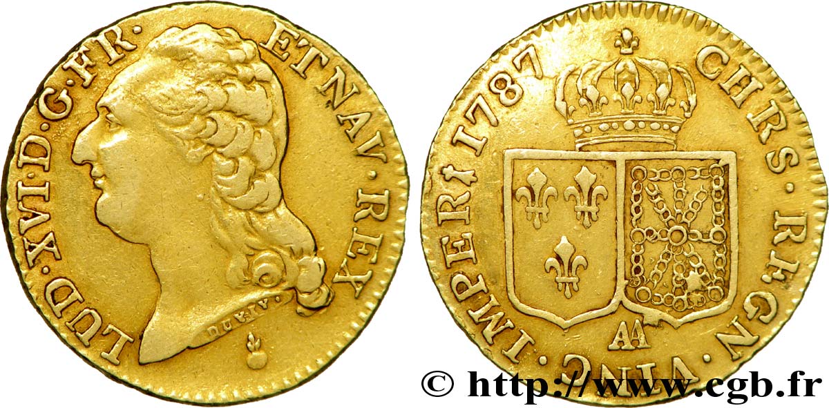 LOUIS XVI Louis d or dit  aux écus accolés  1787 Metz TTB
