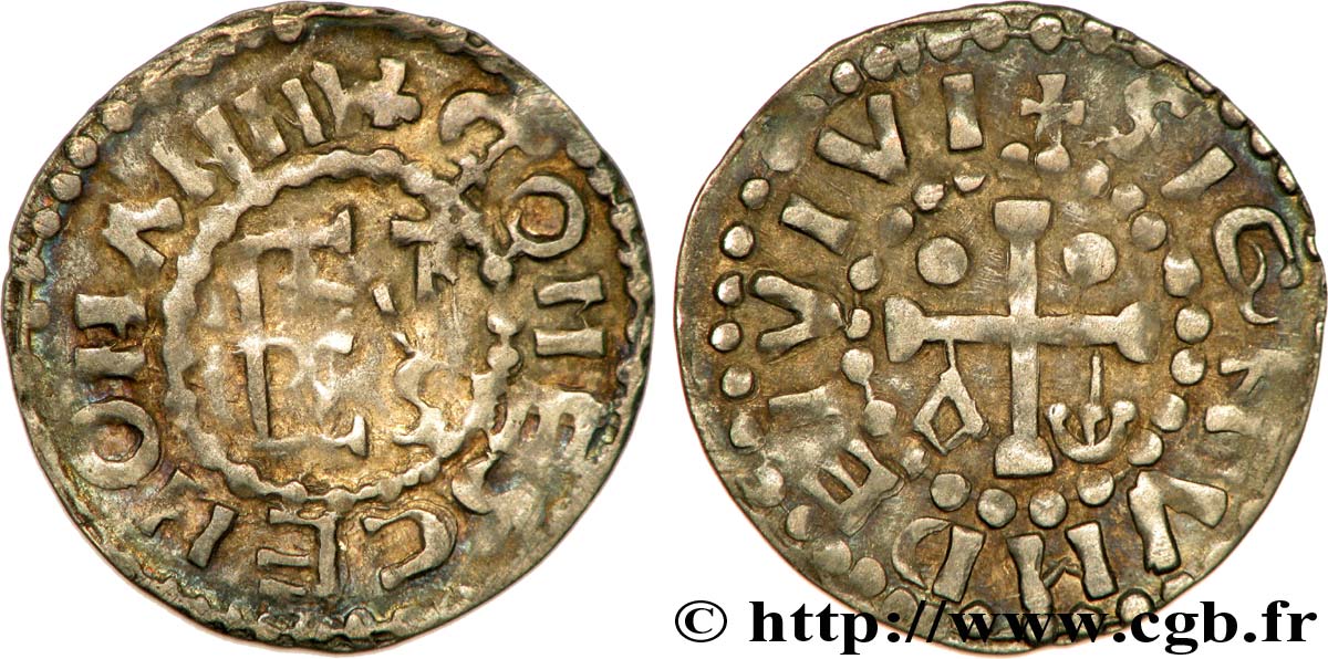 MAINE - COUNTY OF MAINE - COINAGE OF HERBERT I ÉVEILLE-CHIEN AND IMMOBILIZED IN HIS NAME Denier XF/AU