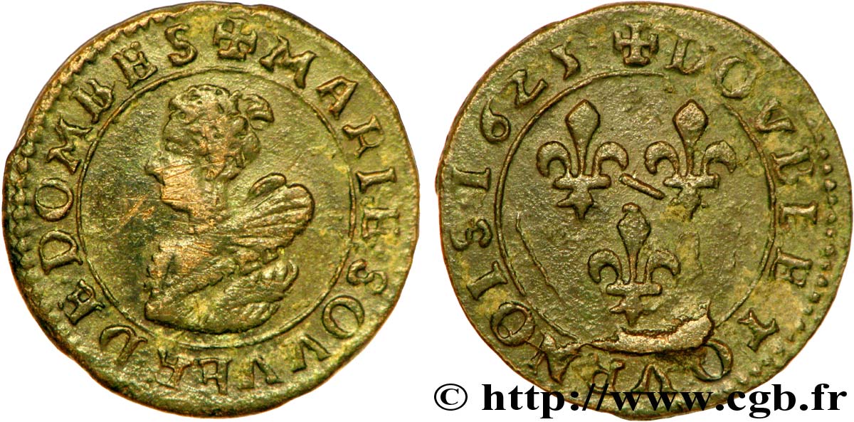 PRINCIPAUTY OF DOMBES - MARIE OF BOURBON-MONTPENSIER Double tournois XF/VF