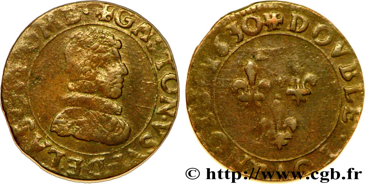 PRINCIPAUTY OF DOMBES - GASTON OF ORLEANS Double tournois, type 7 SS
