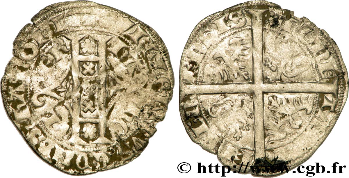 HAINAUT - COUNTY OF HAINAUT - WILLIAM III OF BAVARIA Plaque au lion ou double gros ou gros vaillant VF