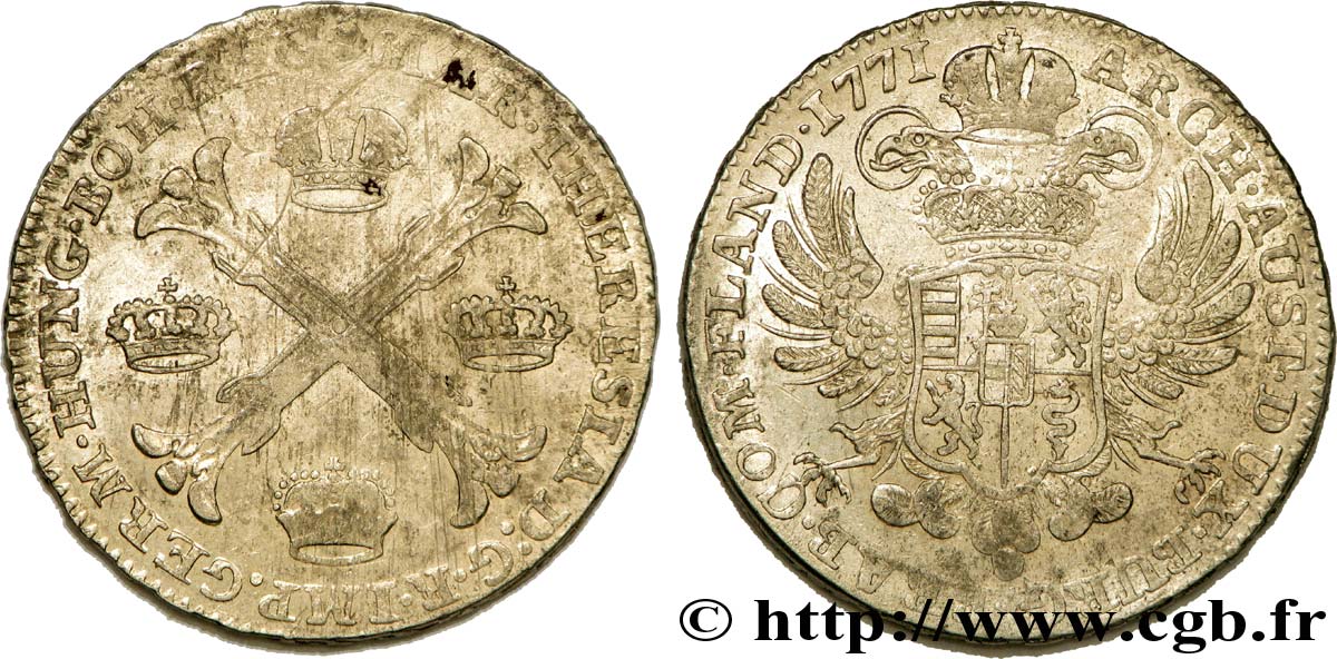 AUSTRIAN LOW COUNTRIES - DUCHY OF BRABANT - MARIE-THERESE Kronenthaler ou couronne d argent 1771 Bruxelles XF/AU