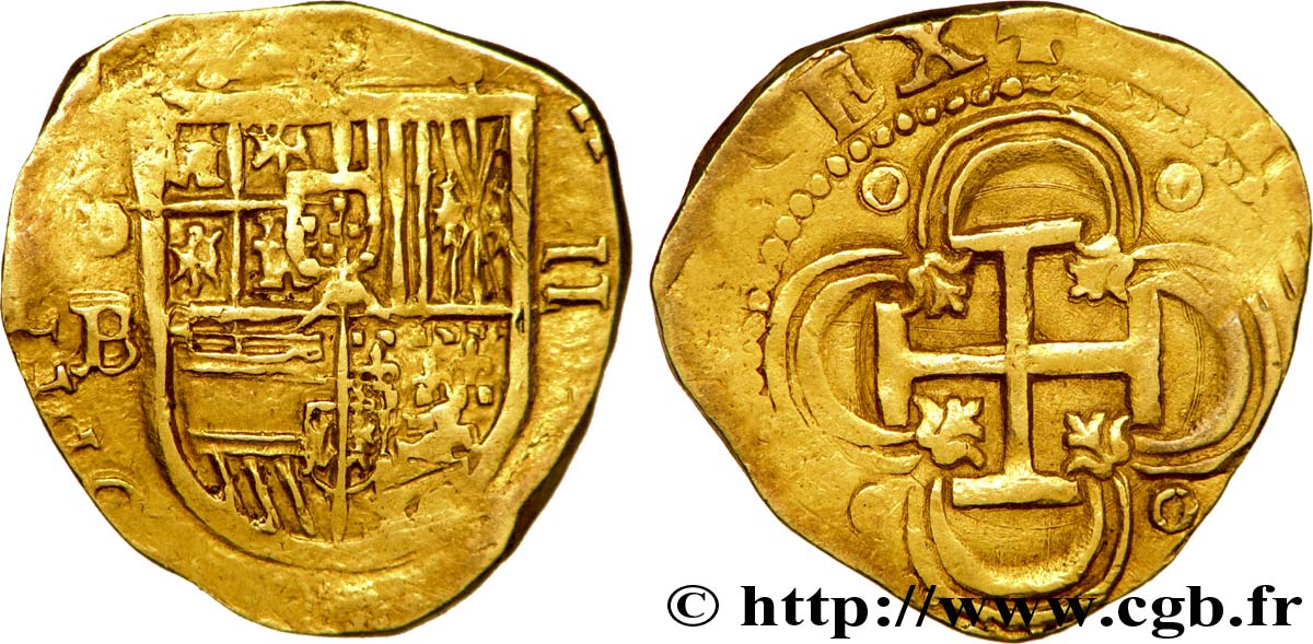 SPAIN - PHILIPPE II OF HABSBOURG Double écu d’or n.d. Séville BB