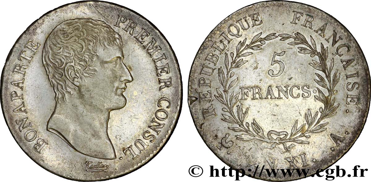 5 francs Bonaparte Premier Consul 1803 Paris F.301/1 XF 