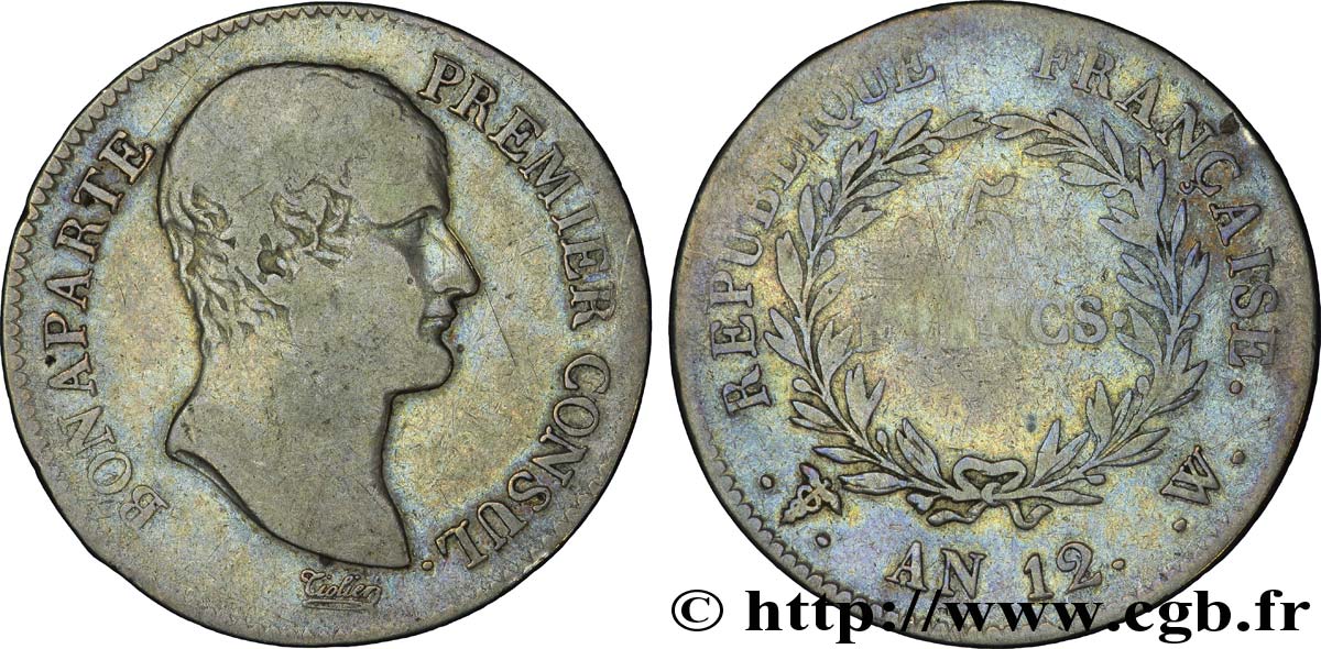 5 francs Bonaparte Premier Consul 1804 Lille F.301/26 VG 