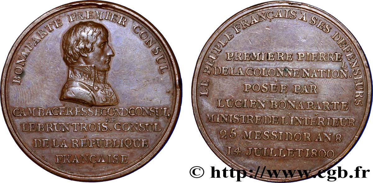 CONSOLATO Médaille BR 42, Érection de la Colonne Nationale, place Vendôme BB
