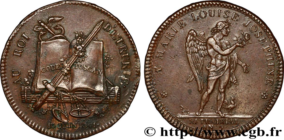 CONSOLATO Médaille BR 33, mariage de Marie-Louise d’Espagne et du roi d’Étrurie XF