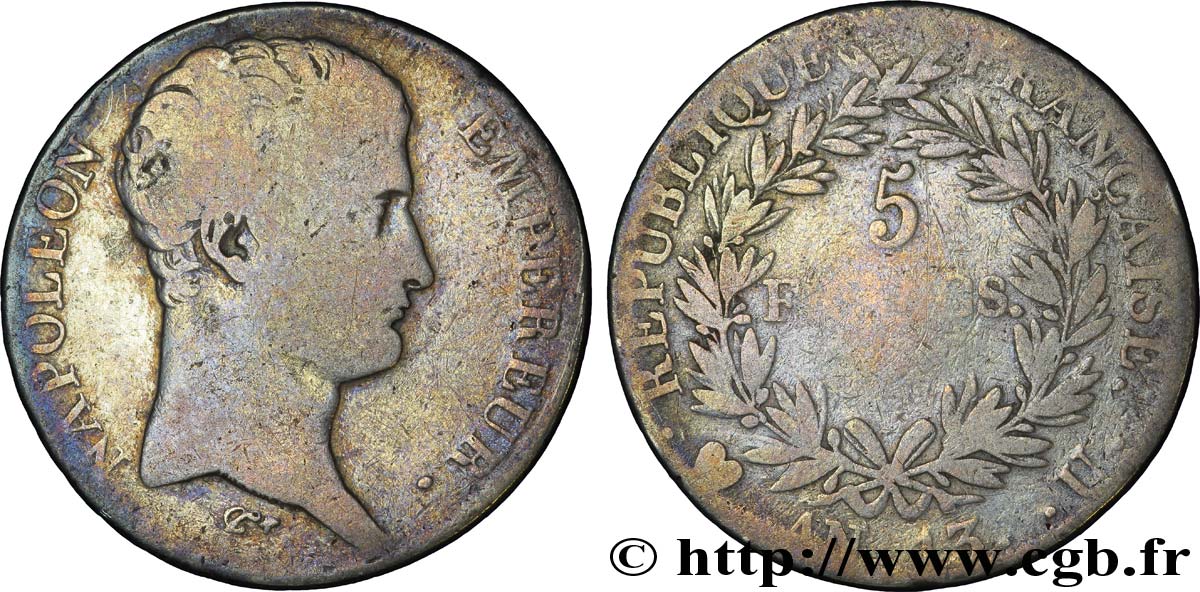 5 francs Napoléon Empereur, Calendrier révolutionnaire 1805 Turin F.303/17 VG 
