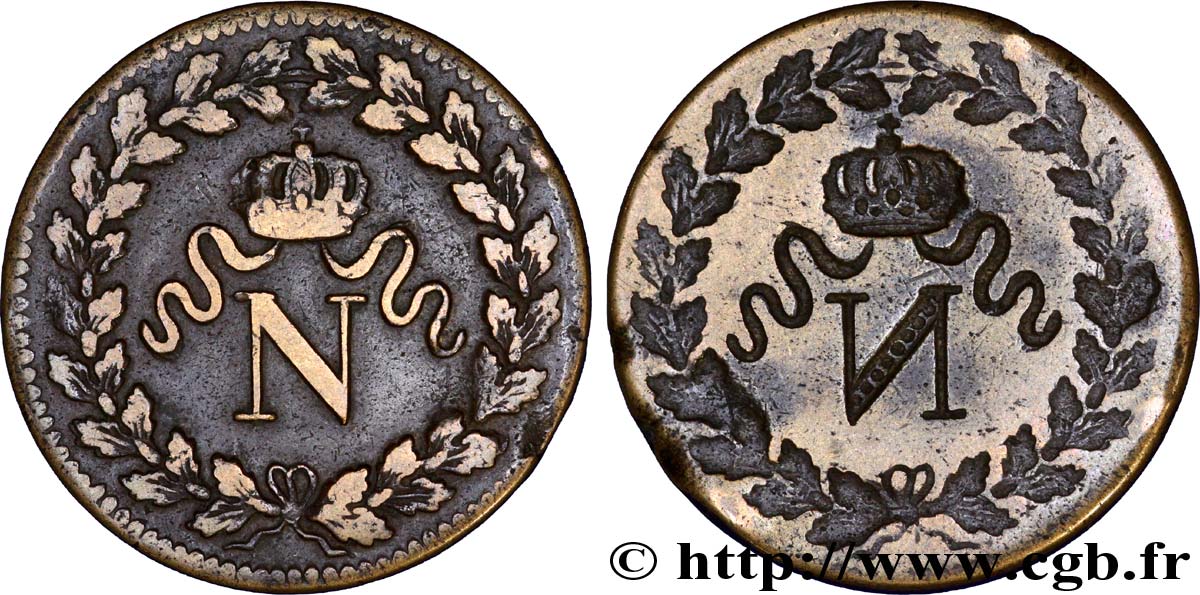 Un décime à l’N couronnée, frappe incuse n.d. Strasbourg F.131/- var. VF 