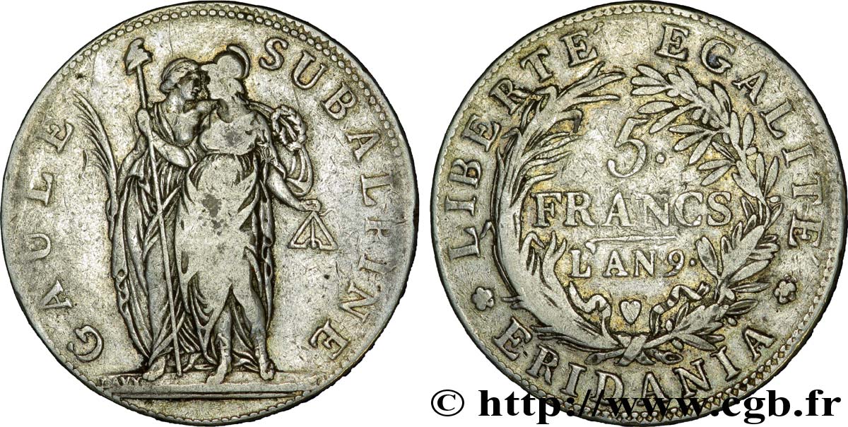 5 francs 1801 Turin VG.843  TTB 