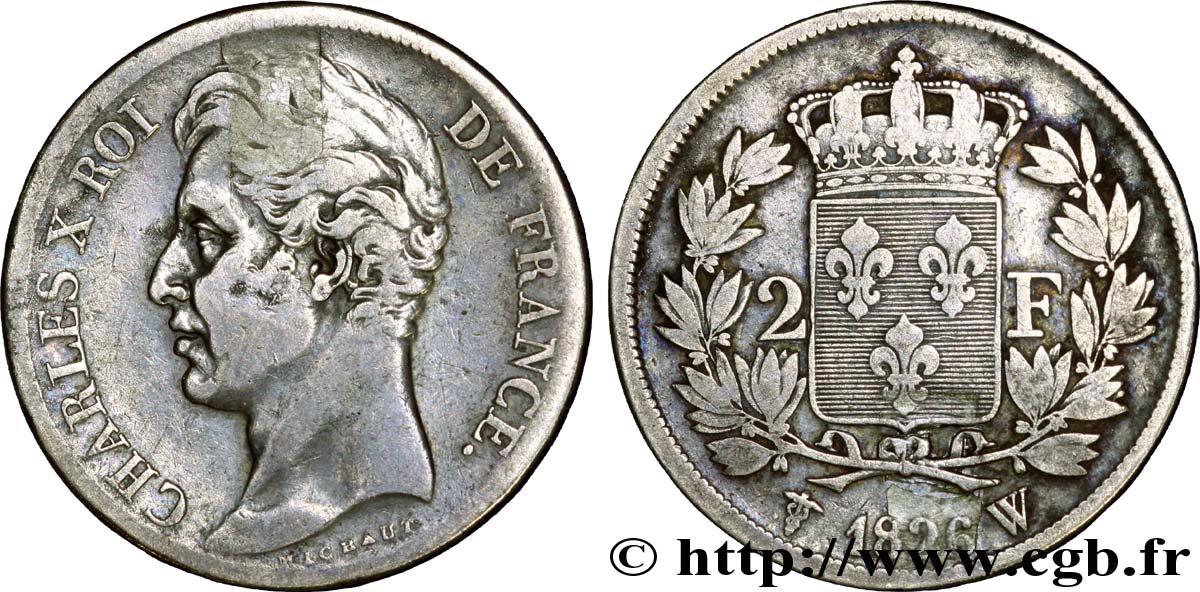 2 francs Charles X 1826 Lille F.258/23 TB 