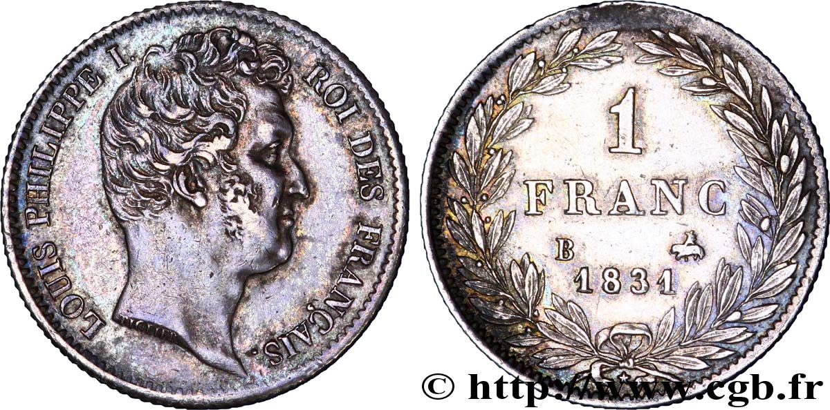 1 franc Louis-Philippe, tête nue 1831 Rouen F.209/2 TTB 