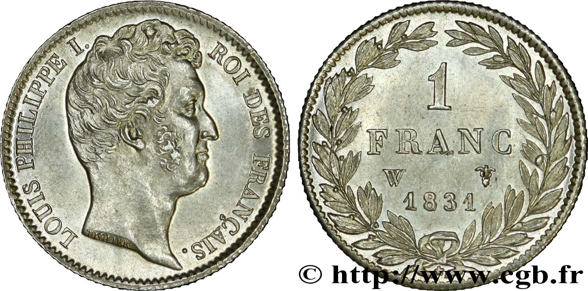 1 franc Louis-Philippe, tête nue 1831 Lille F.209/12 EBC 