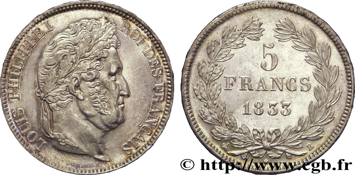 5 francs IIe type Domard 1833 Rouen F.324/15 VZ 