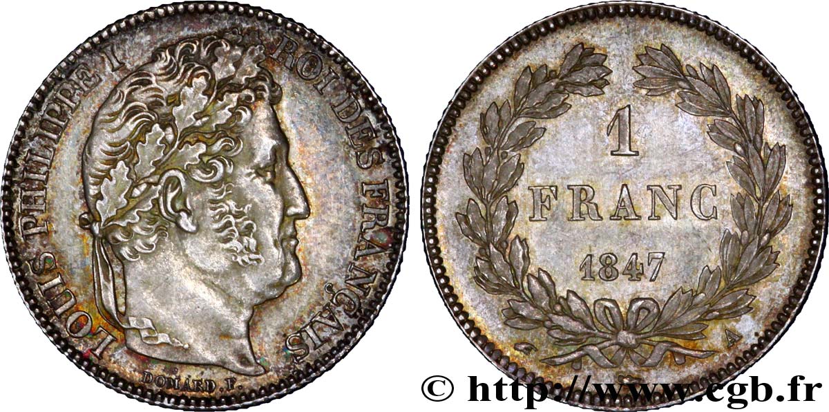 1 franc Louis-Philippe, couronne de chêne 1847 Paris F.210/110 VZ 