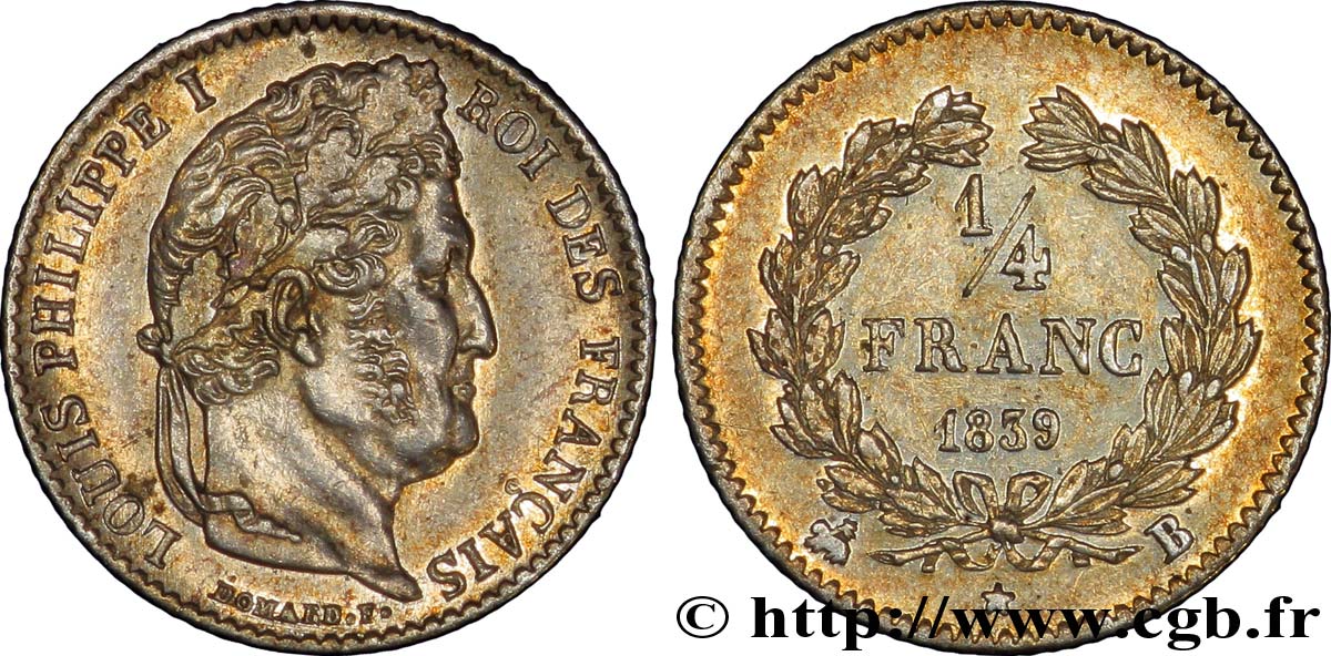 1/4 franc Louis-Philippe 1839 Rouen F.166/75 EBC 