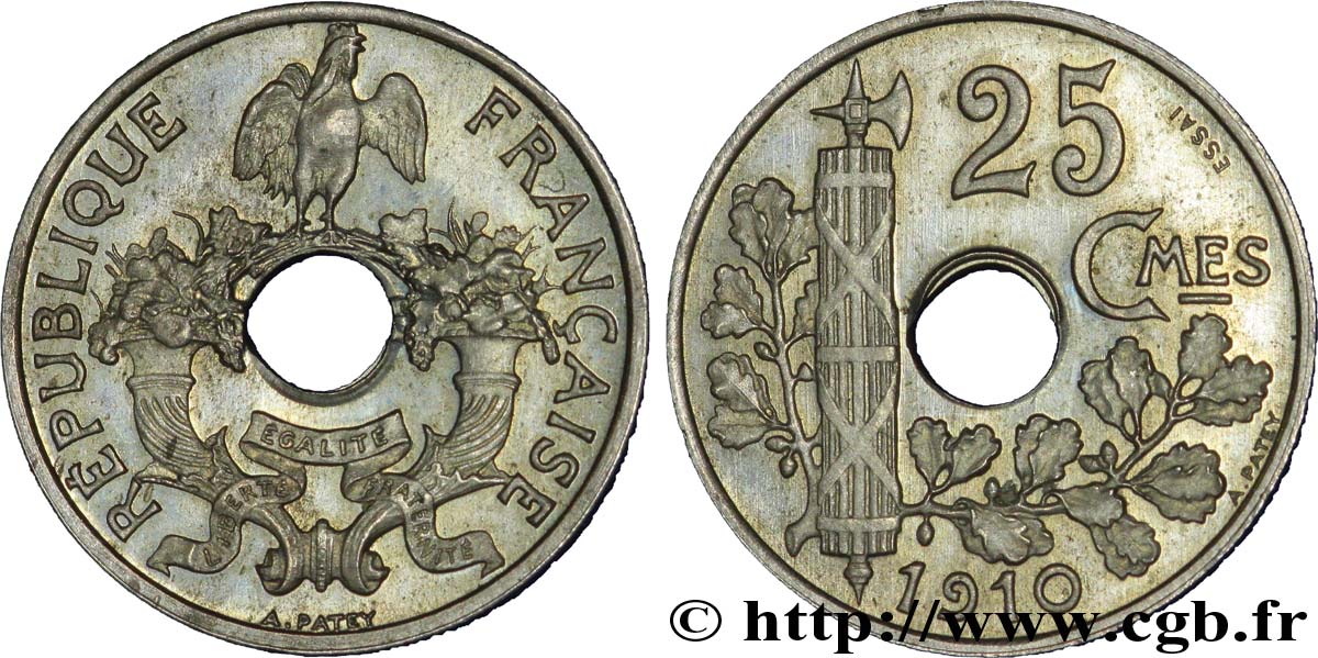 Essai de 25 centimes Patey 1910  VG.4675  SPL 