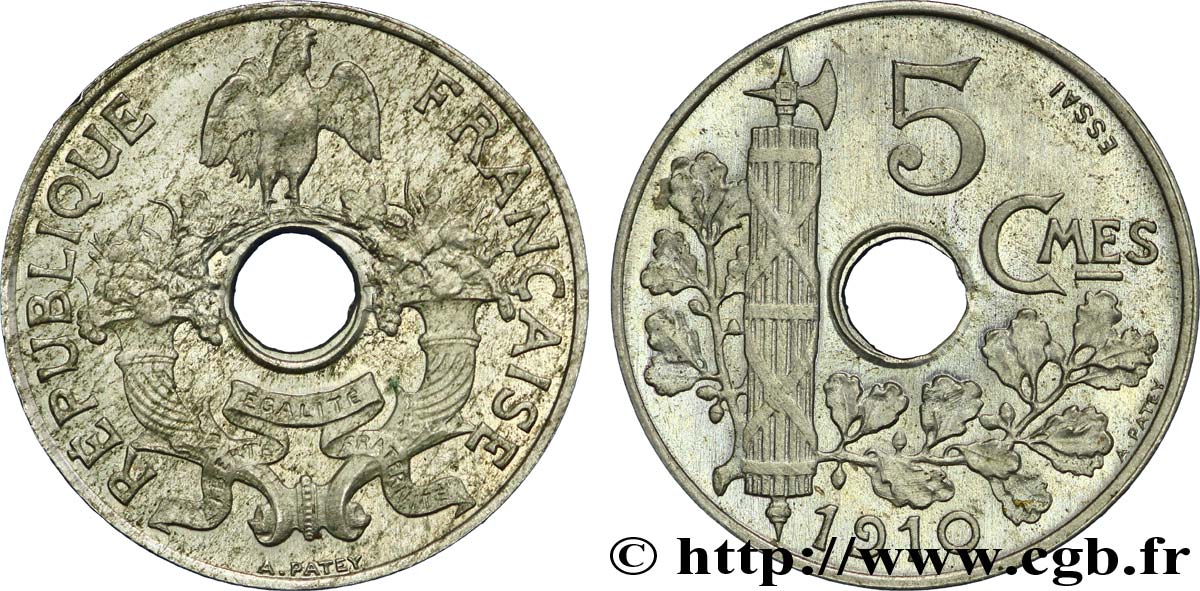 Essai de 5 centimes par Patey 1910  VG.4677  SUP 