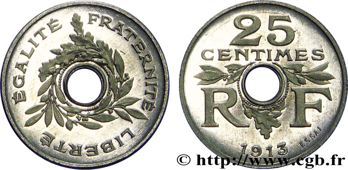 Essai de 25 centimes par Guis, petit module 1913 Paris VG.4754  SC 