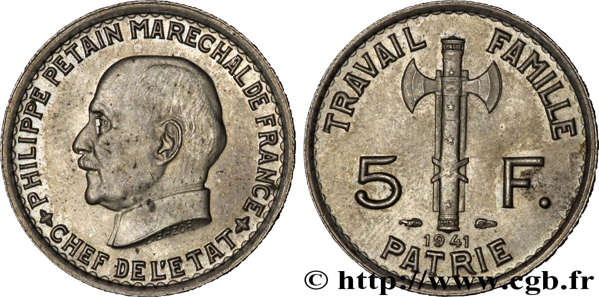 5 francs Pétain 1941  F.338/2 SUP 