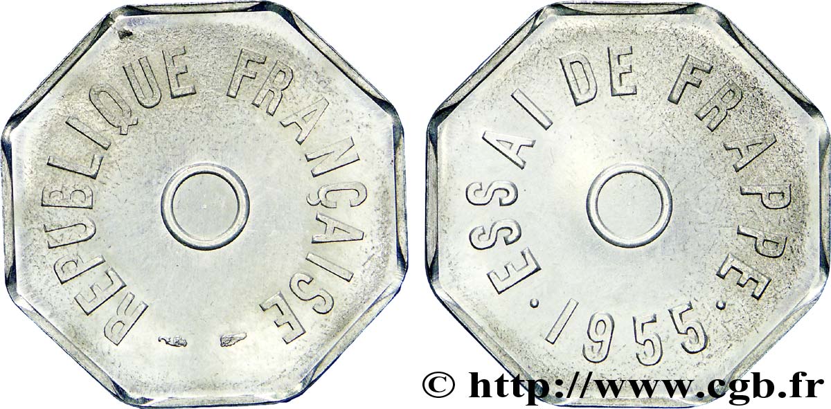 Essai de frappe au module de 1 franc, 8 pans 1955  G.manque  MS 