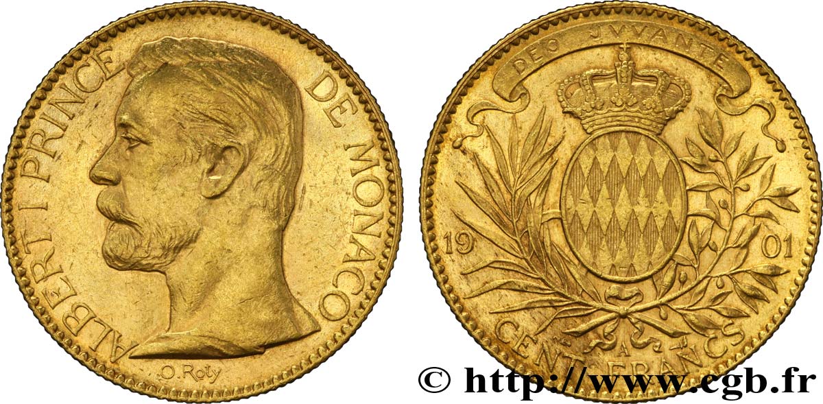 MONACO - PRINCIPALITY OF MONACO - ALBERT I 100 francs or 1901 Paris AU 