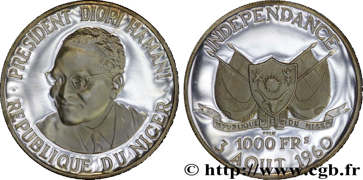 NIGER - REPUBLIK - HAMANI DIORI Essai de 1000 francs 1960 Paris fST 