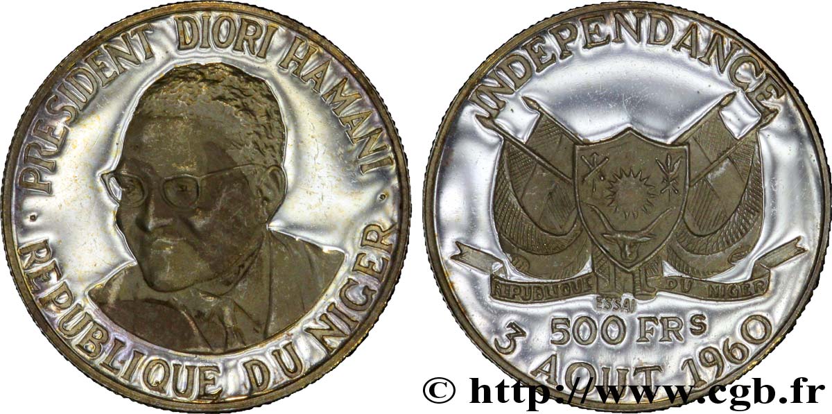 NIGER - REPUBBLICA - HAMANI DIORI Essai de 500 francs 1960 Paris MS 