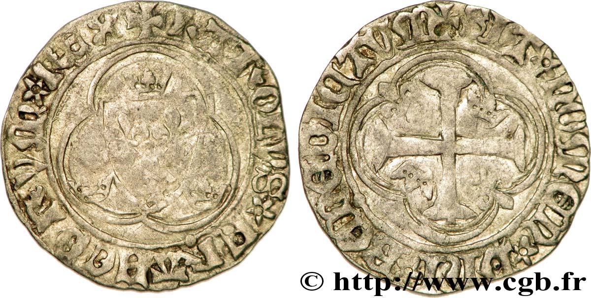 CHARLES VIII Blanc à la couronne 24/04/1488 Troyes ? VF