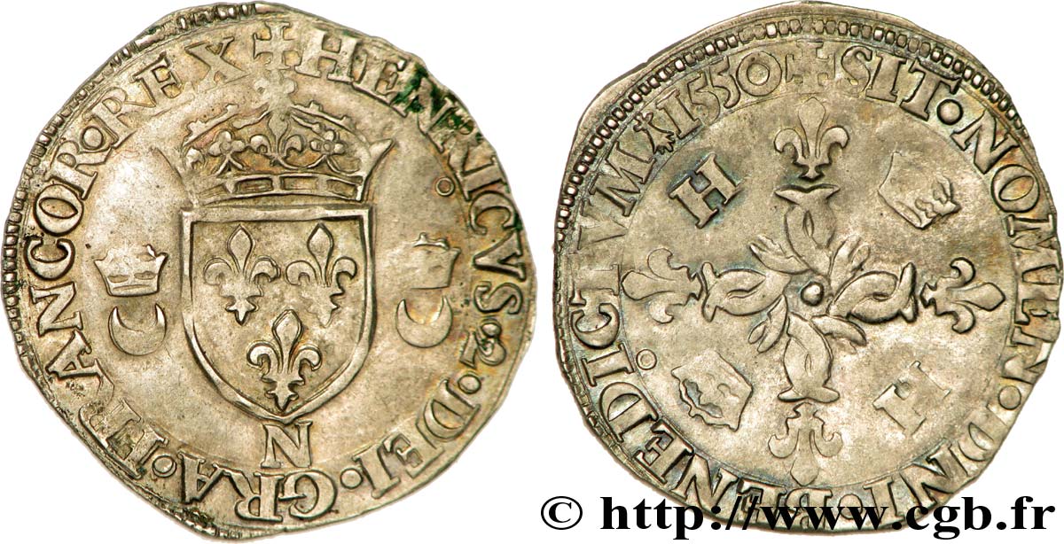 HENRY II Douzain aux croissants 1550 Nantes  fVZ