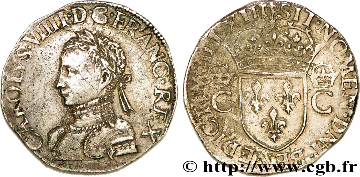 CHARLES IX Teston, 2e type 1563 (MDLXIII) Nantes XF