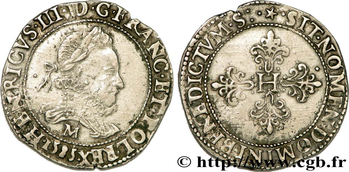 HENRY III Franc au col fraisé 1585 Toulouse AU