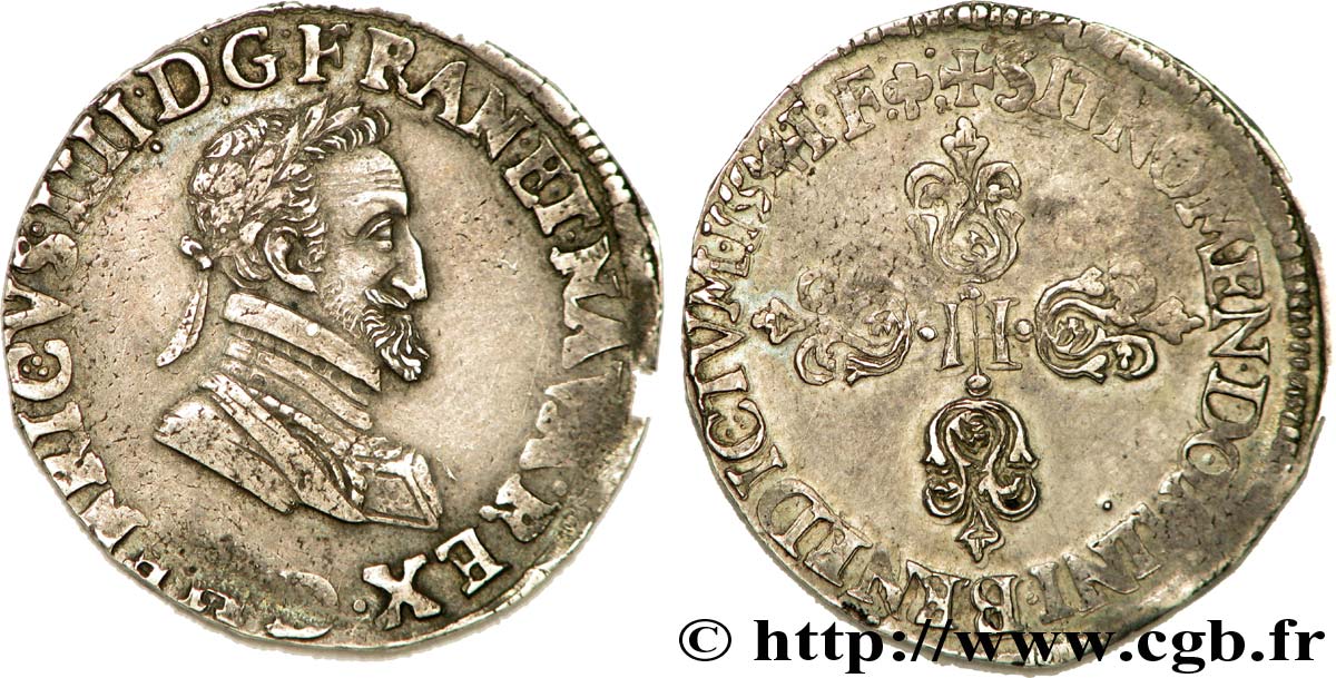 HENRI IV LE GRAND Demi-franc, type de Lyon 1594 Lyon TTB+/TB+