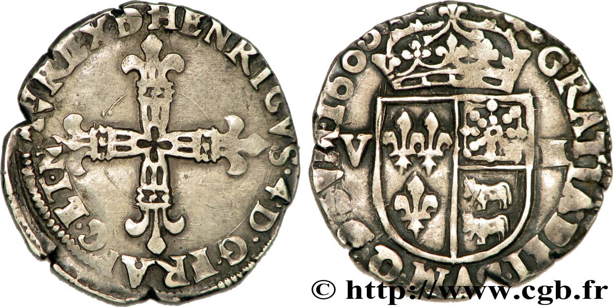 HENRI IV LE GRAND Huitième d écu de Béarn 1600 [ou 1606] Morlaàs TTB/TTB+