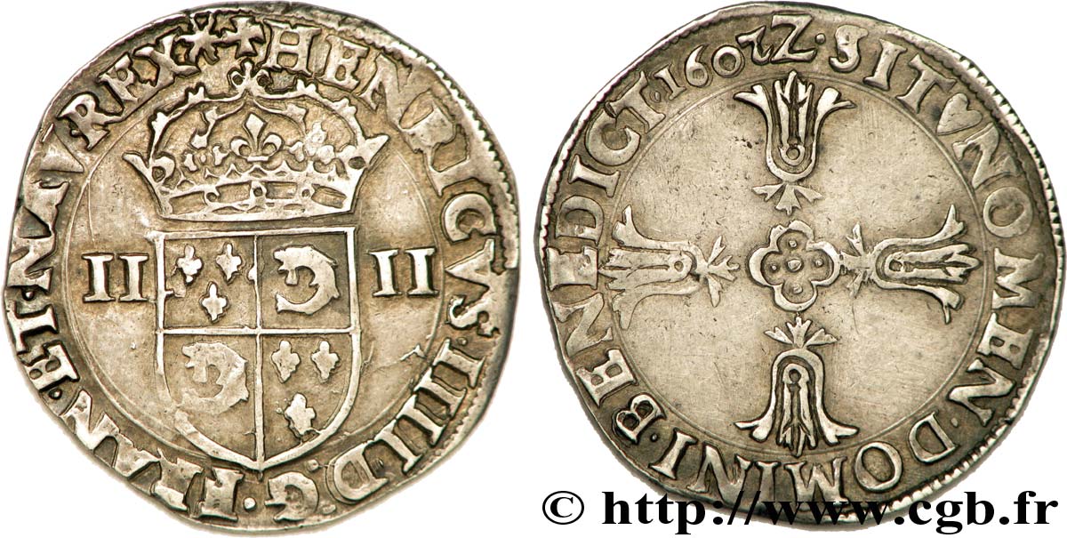 HENRI IV LE GRAND Quart d&nbsp;écu du Dauphiné 1602 Grenoble TTB/TTB+