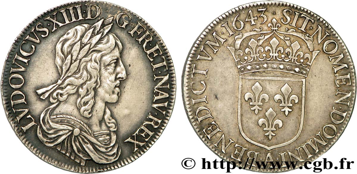 LOUIS XIII  Écu, buste drapé et cuirassé (2e buste de Jean Warin) 1643 Paris, Monnaie du Louvre fVZ/VZ