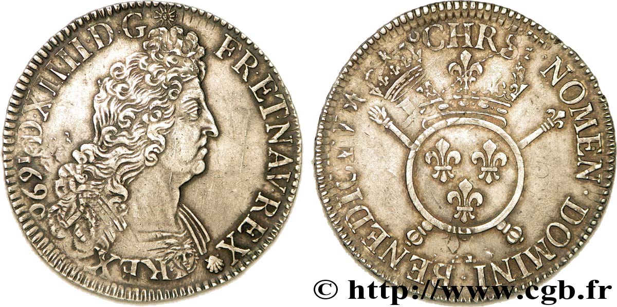 LOUIS XIV LE GRAND OU LE ROI SOLEIL Écu aux insignes 170[1 à 3] Paris TTB+/TTB