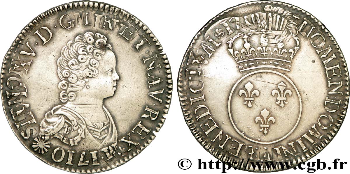 LOUIS XV &nbsp;THE WELL-BELOVED&nbsp; Écu dit &nbsp;vertugadin&nbsp; 1716 Paris fVZ