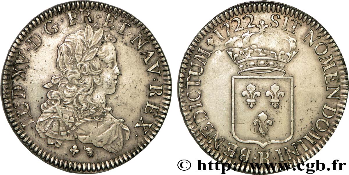 LOUIS XV DIT LE BIEN AIMÉ Écu de France 1722 Orléans SUP/TTB+