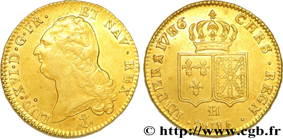 LOUIS XVI Double louis d’or aux écus accolés 1786 La Rochelle MBC/MBC+