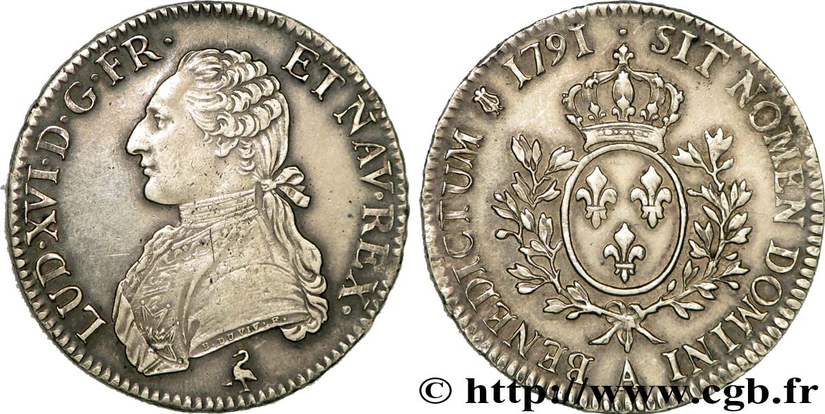 LOUIS XVI Écu dit  aux branches d olivier  1791 Paris fVZ/VZ