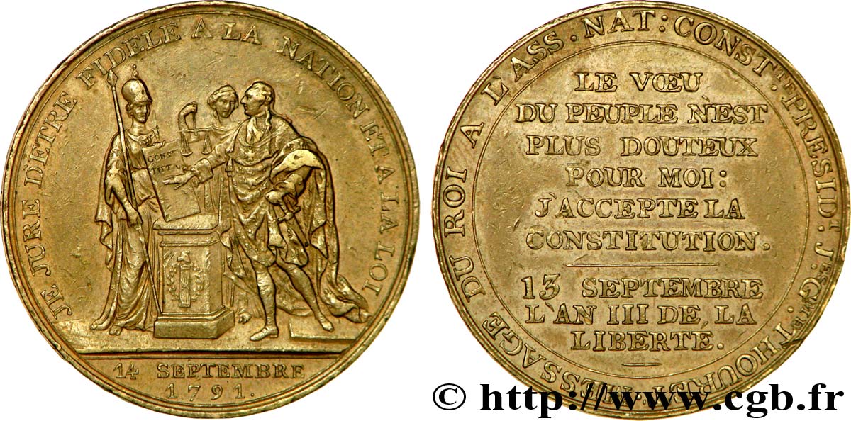 REVOLUTION COINAGE Monnaie de confiance, Monneron du Serment du roi 1791 Paris MBC+/EBC